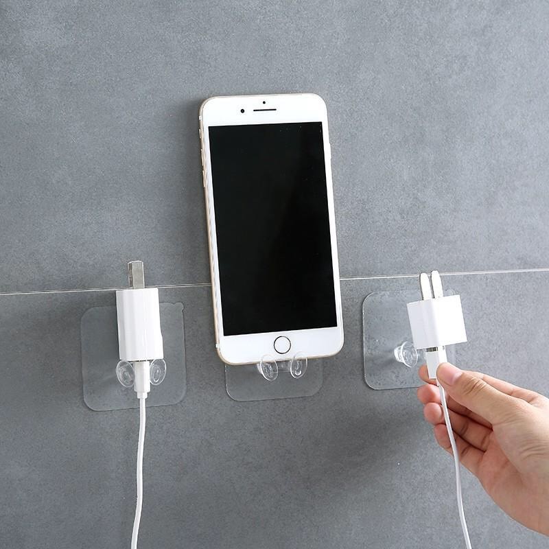 (GIAO HÀNG CỰC NHANH) COMBO 10 MIẾNG MÓC DÁN TƯỜNG CẮM DÂY ĐIỆN TRONG SUỐT - CHỊU LỰC ĐẾN 20KG