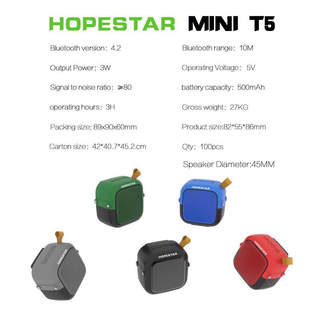【On Sale】 HOPESTAR T5mini Bluetooth 4.2 Portable Mini Wireless Bluetooth Speaker