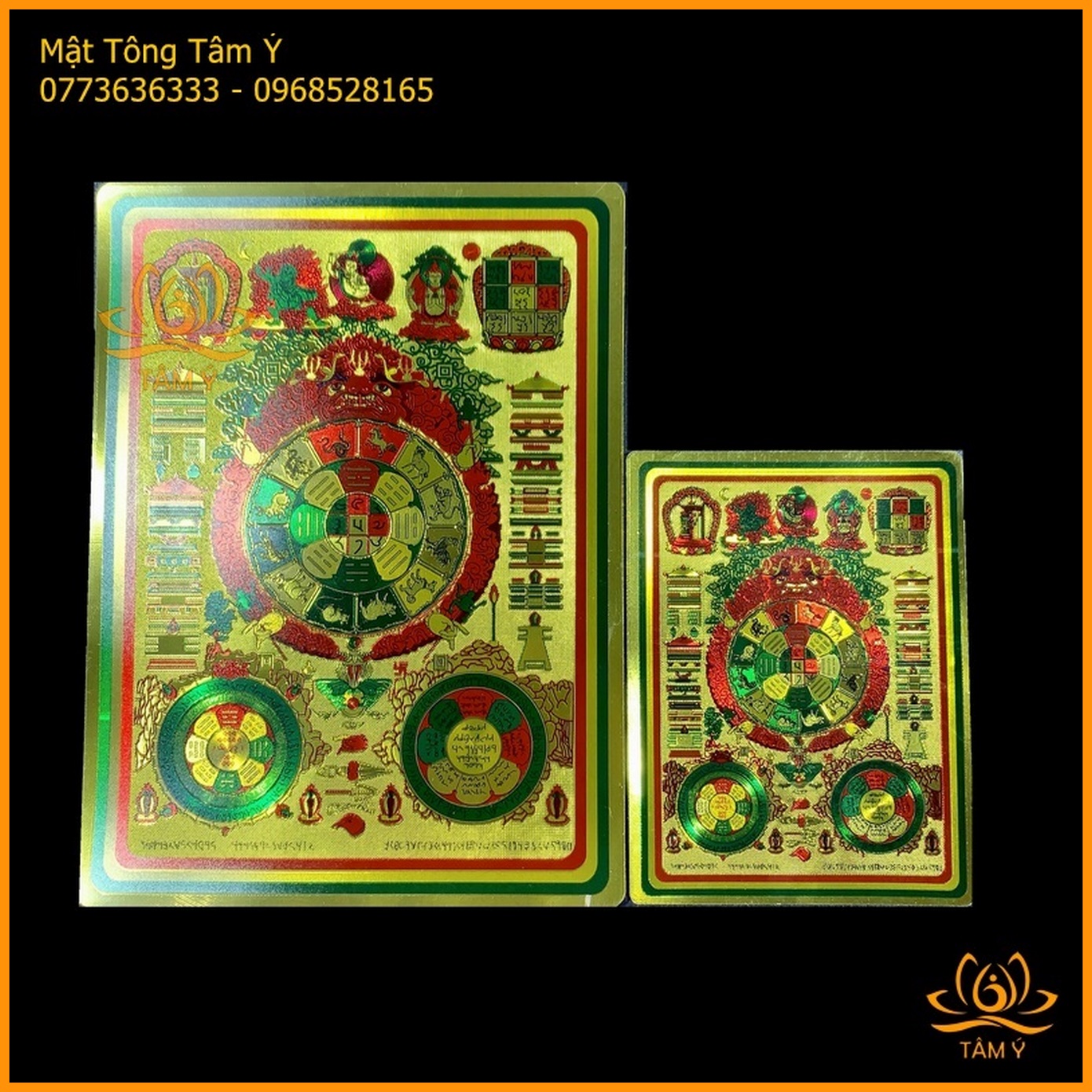 COMBO 5 Miếng dán Văn Thù Cửu Cung Bát Quái Liên Hoa Sinh Đại Sư