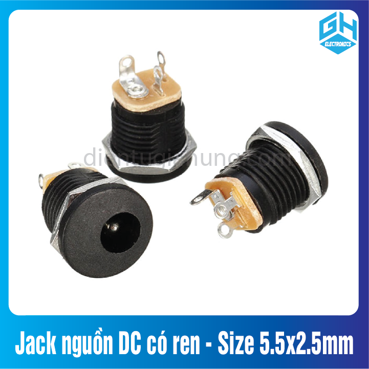 Set Jack nguồn DC có ren - Size 5.5x2.5mm ( DC-022)