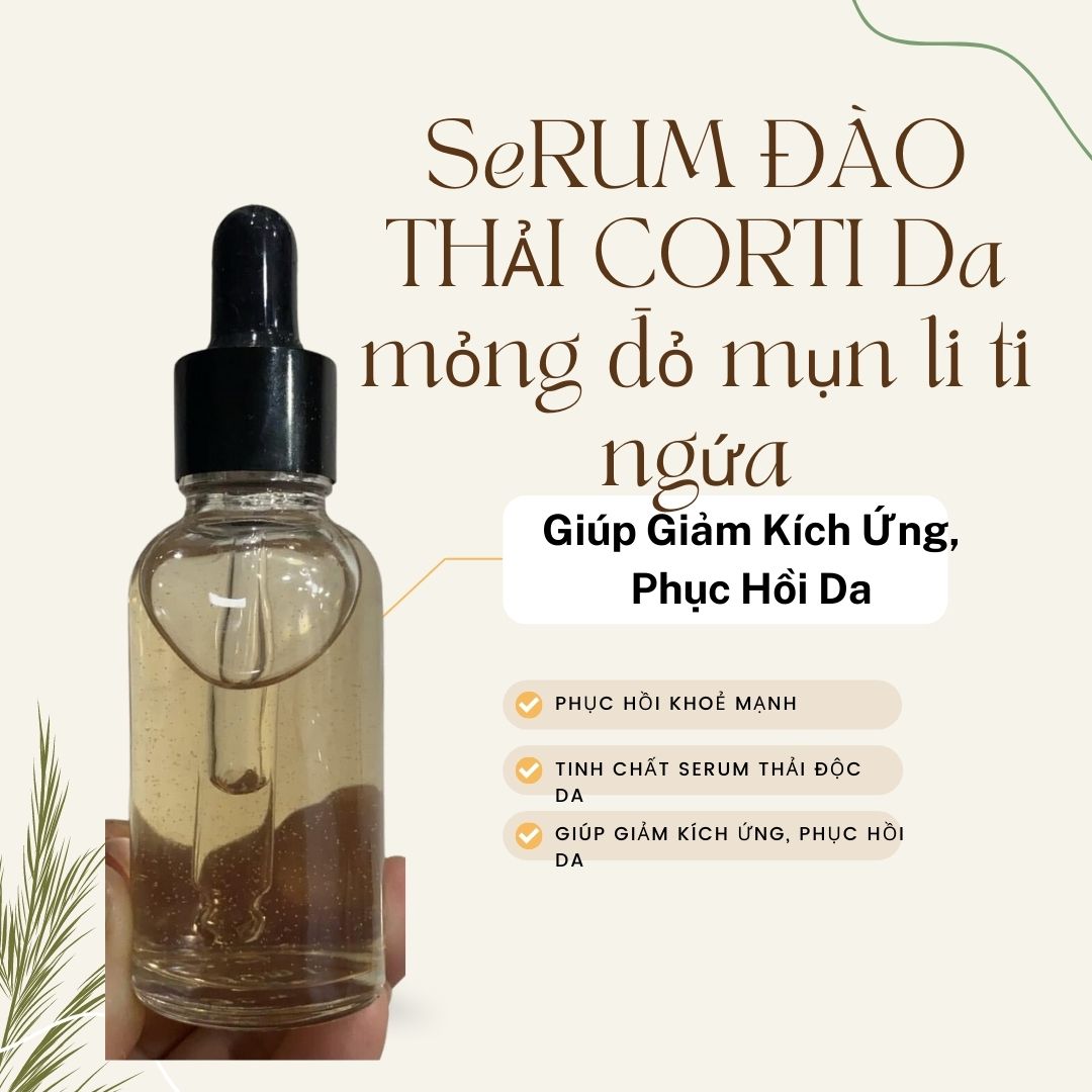 SeRUM ĐÀO THẢI CORTI Da mỏng đỏ mụn li ti ngứa kết hợp dtr giãn mao mạch hieu quả cao cấp sp chuyên dùng của SPA 20ML