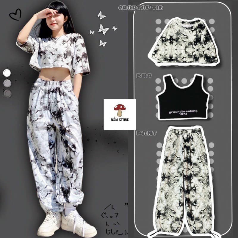 Set croptop 3 món loang màu Bigsize