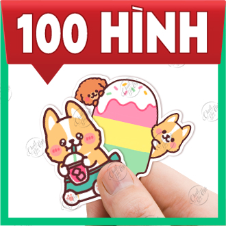 Combo 100 sticker fluffy fat Corgi cute sticker laptop decoration mobile phone helmet