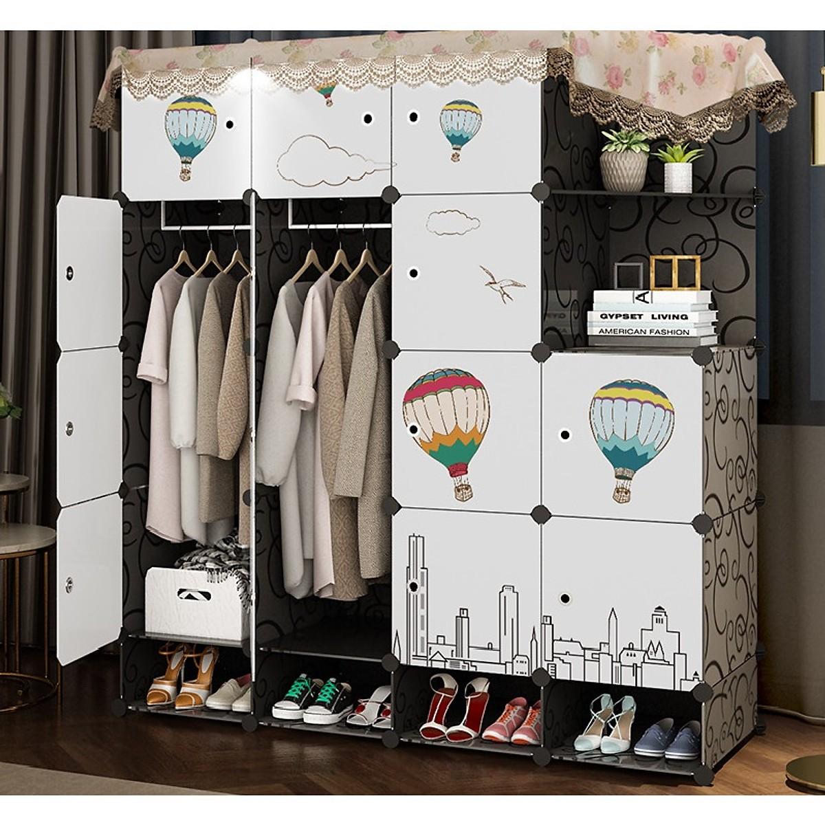 Tủ nhựa ghép 16 ngăn và 4 ngăn giày