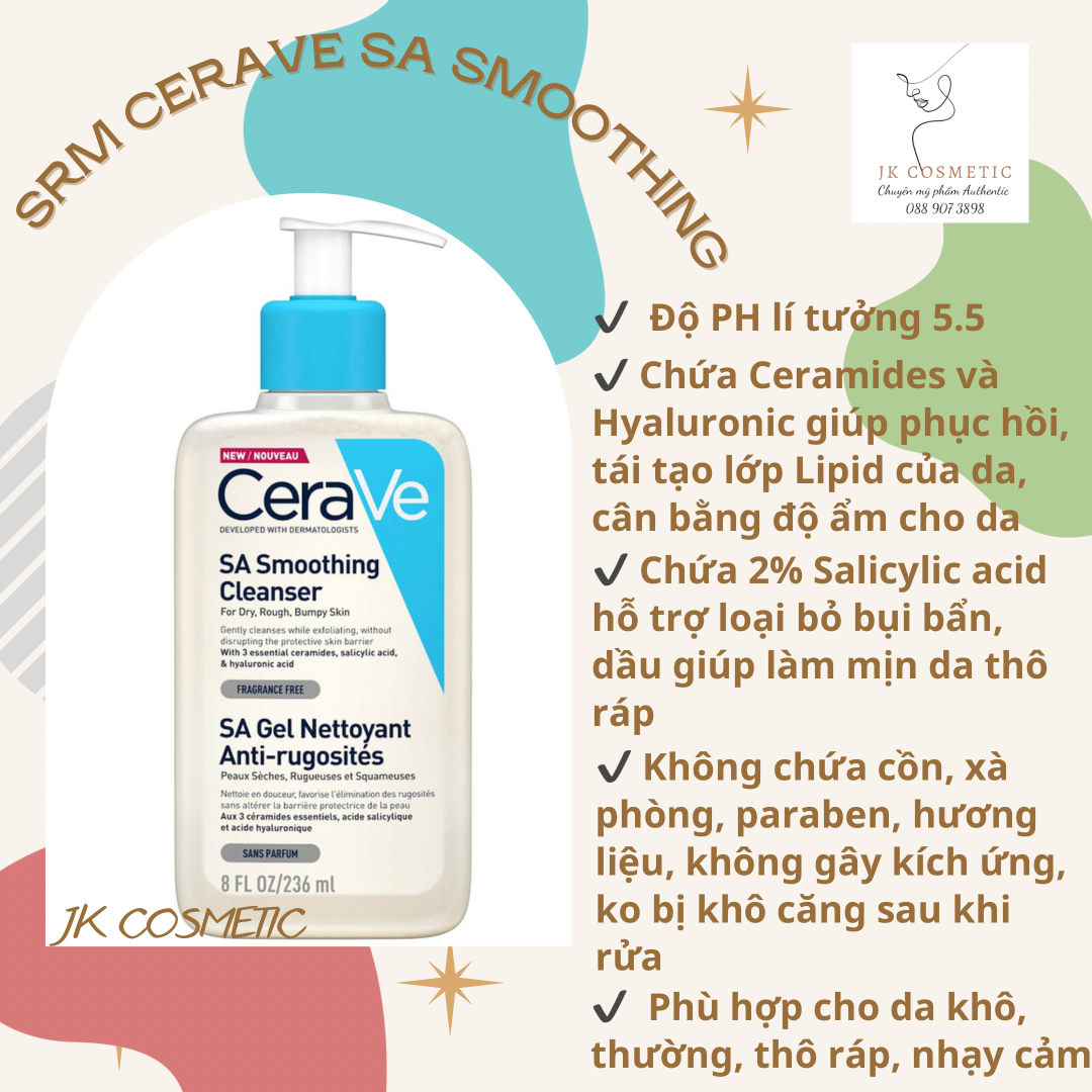Sữa rửa mặt cho làm mềm mịn da Cerave SA Smoothing cleanser 236ml