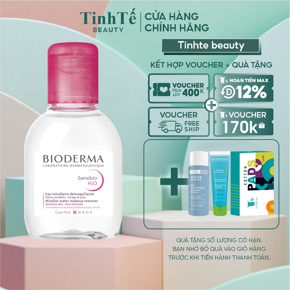 Dung dịch làm sạch và tẩy trang Micellar Bioderma Sensibio H2O 100ml