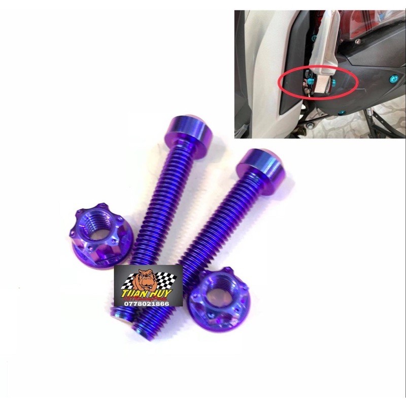 Combo 2 ốc + 2 tán xỏ gác chân xe honda yamaha titan gr5 vario ab vision wave winner exciter