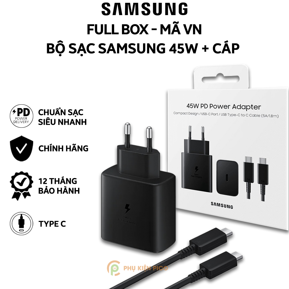 Củ sạc nhanh Samsung 45W Super Fast Charger Type C hỗ trợ sạc nhanh  chính hãng tách hộp - Củ sạc nhanh Samsung Galaxy S22 / S21 5G