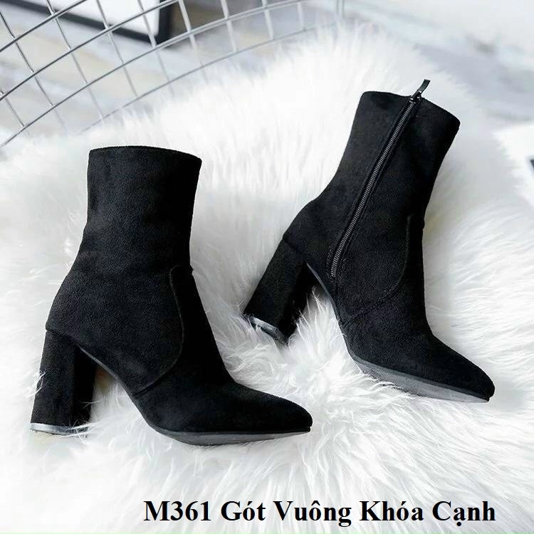 Giày Bốt Nữ Boot Cổ Cao Khóa Cạnh Gót Vuông 7 Phân (Có Gót vuông và gót nhọn - boot lửng thu đông)