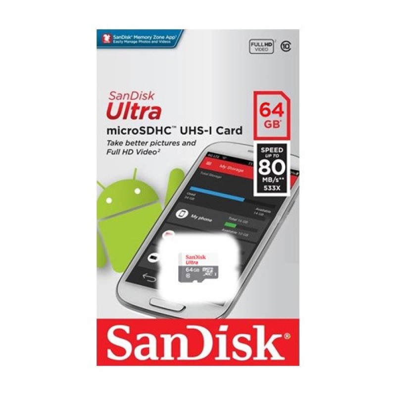 [Flash Sales]  Thẻ nhớ MicroSDXC SanDisk Ultra 64GB tốc độ 80MB/s - Hàng phân phối chính thức