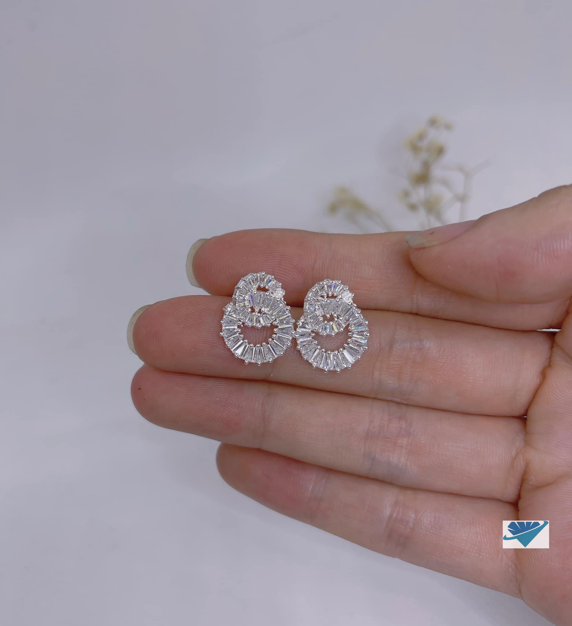 Bộ trang sức mặt đá tròn chất liệu bạc s925 MS237a
