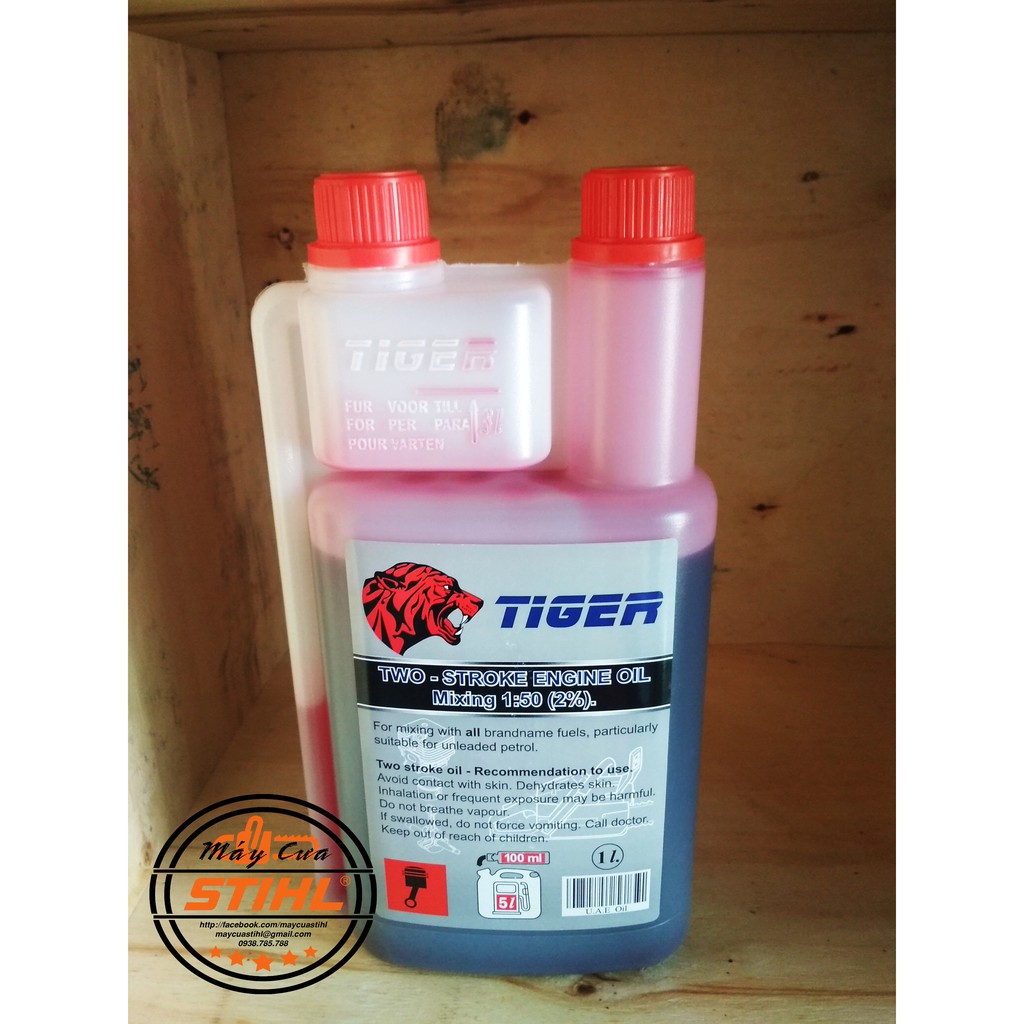 Nhớt 2t Pha Xăng TIGER 1 Lít - thắng máy cưa xích