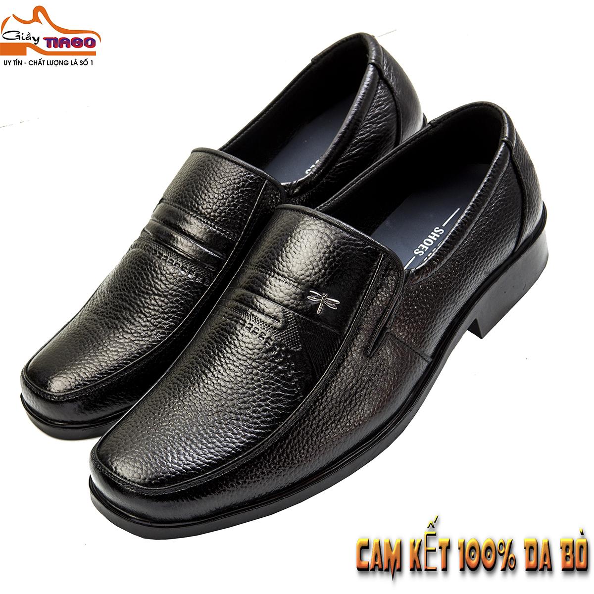 Giầy tây giày mọi nam da pu mềm đế khâu trung niên