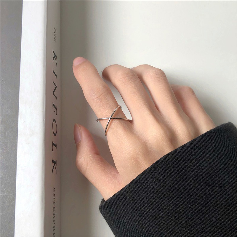Nhẫn nũ chữ X đơn giản, kiểu dáng basic Her Jewelry N20