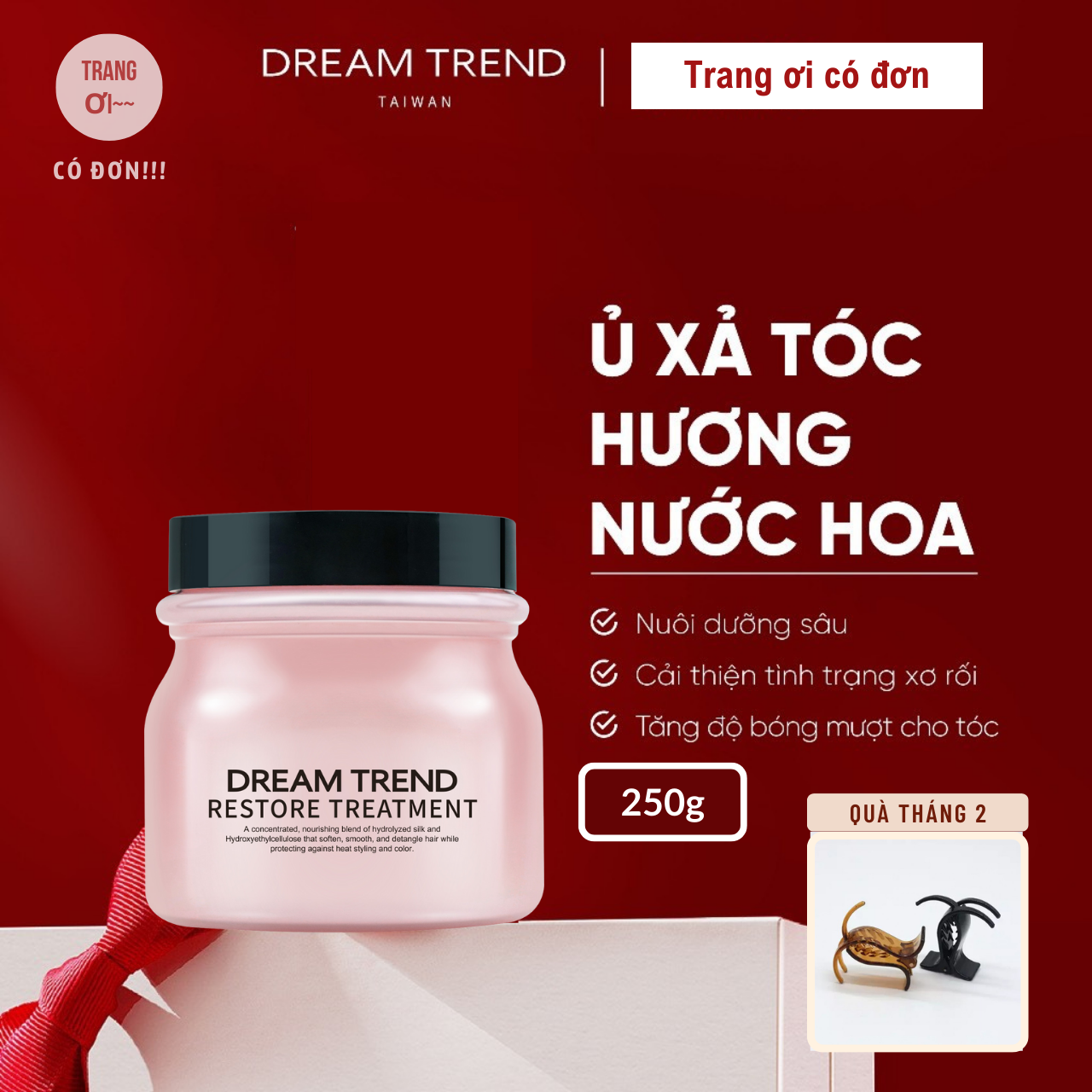 Dream Trend mặt nạ tóc ủ xả phục hồi tóc hư tổn