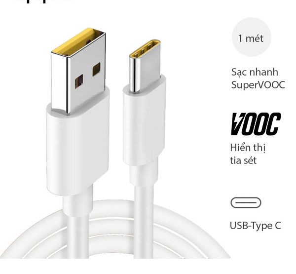 For Realme oppo Xiaomi, VIVO, Samsung Original 65W fast charging cable, 6.5A Super VOOC Flash Type C charging cable, such as op po Find X2 Pro Reno 3 Ace X20 X50 Realme 6 7pro