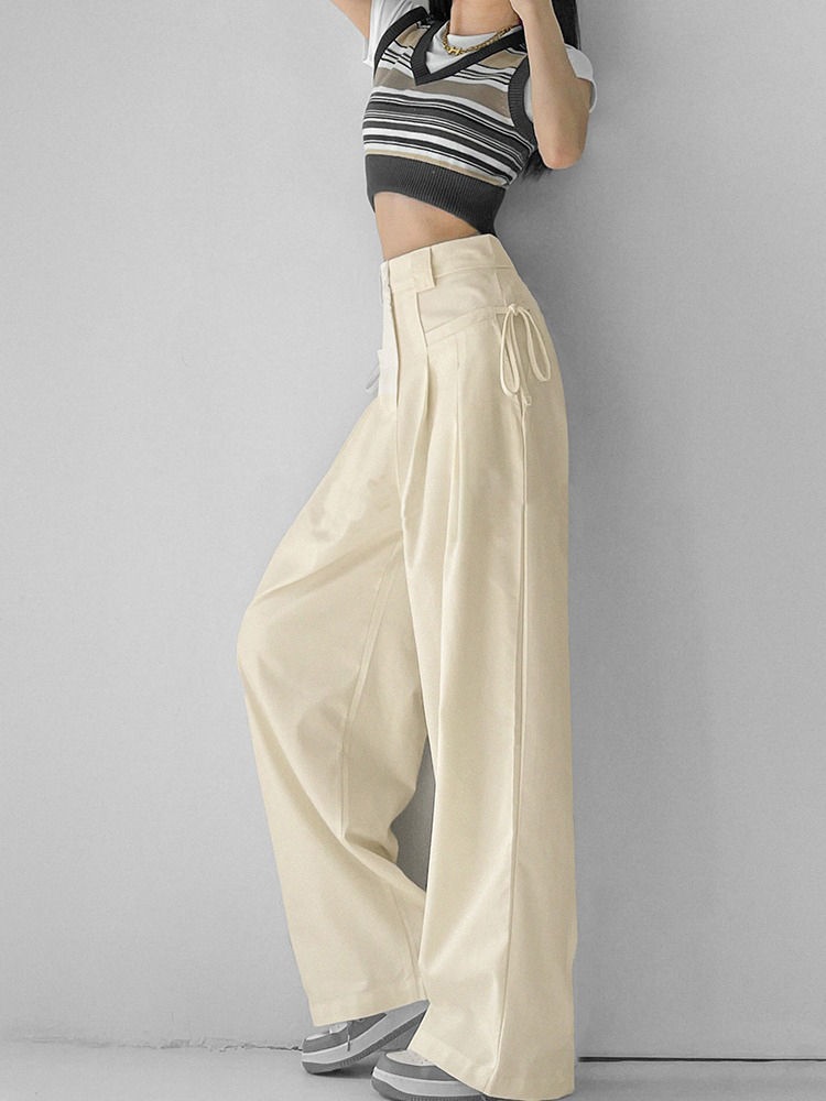 Uniqlo High-end 2023 NEW 美式工装裤子女2023新款春秋夏季薄款垂感高腰西裤运动休闲阔腿裤