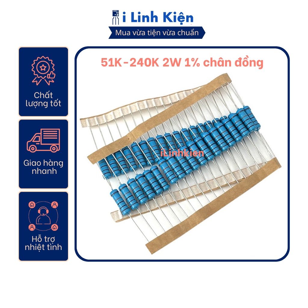 Điện trở vạch 2w 51k – 240k 1% chân đồng
