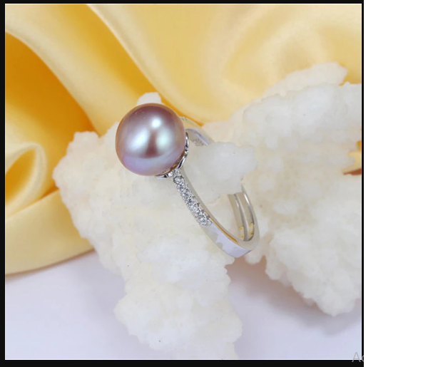 nhẫn bạc ngọc trai thanh mảnh sang trọng