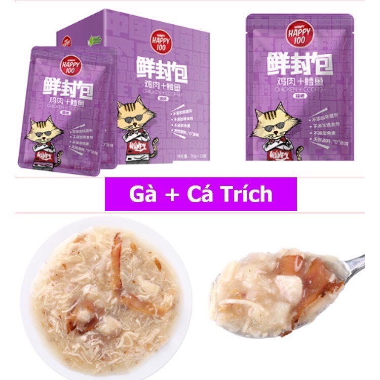 Pate Wanpy Happy 100 Cho Mèo 70gr/gói (6 vị)