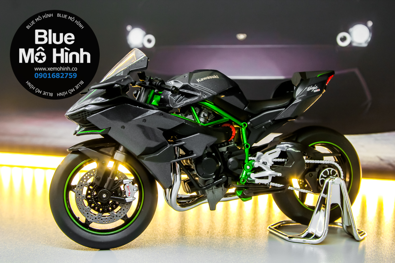 Xe mô hình mô tô Kawasaki Ninja H2R H2 phiên bản sáng đèn 1:9