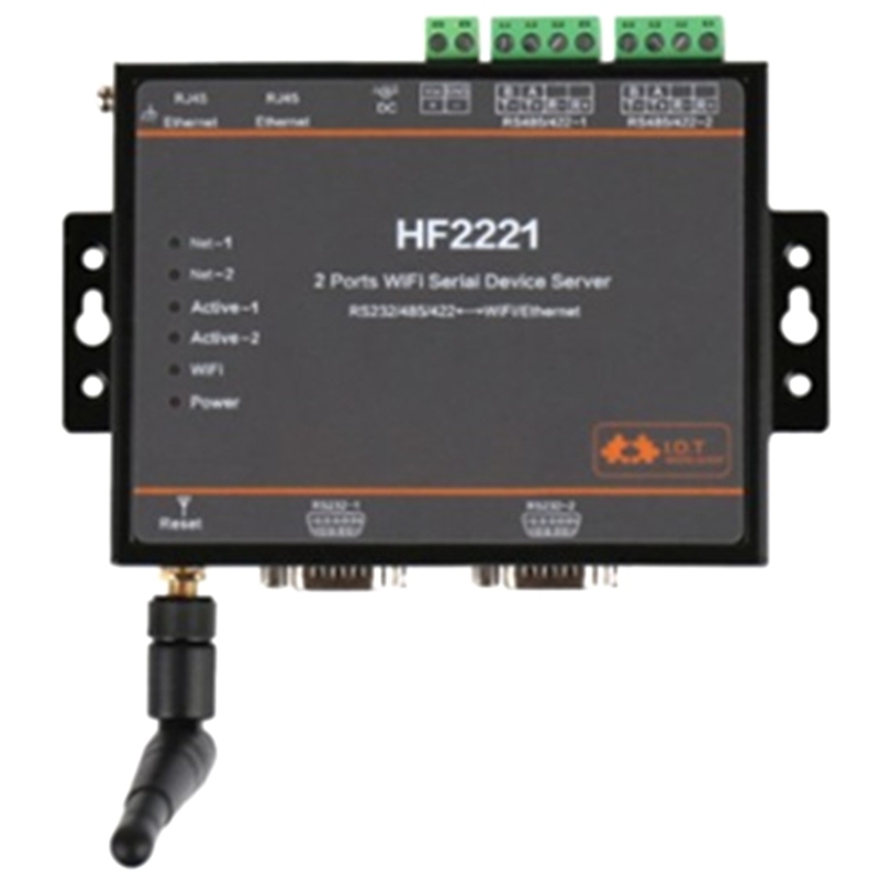 Bảng giá HF2221 2 Ports Wifi Serial Device Server RS232/RS422/RS485 to Ethernet / Wi-Fi Serial Server F22500(EU Plug) Phong Vũ