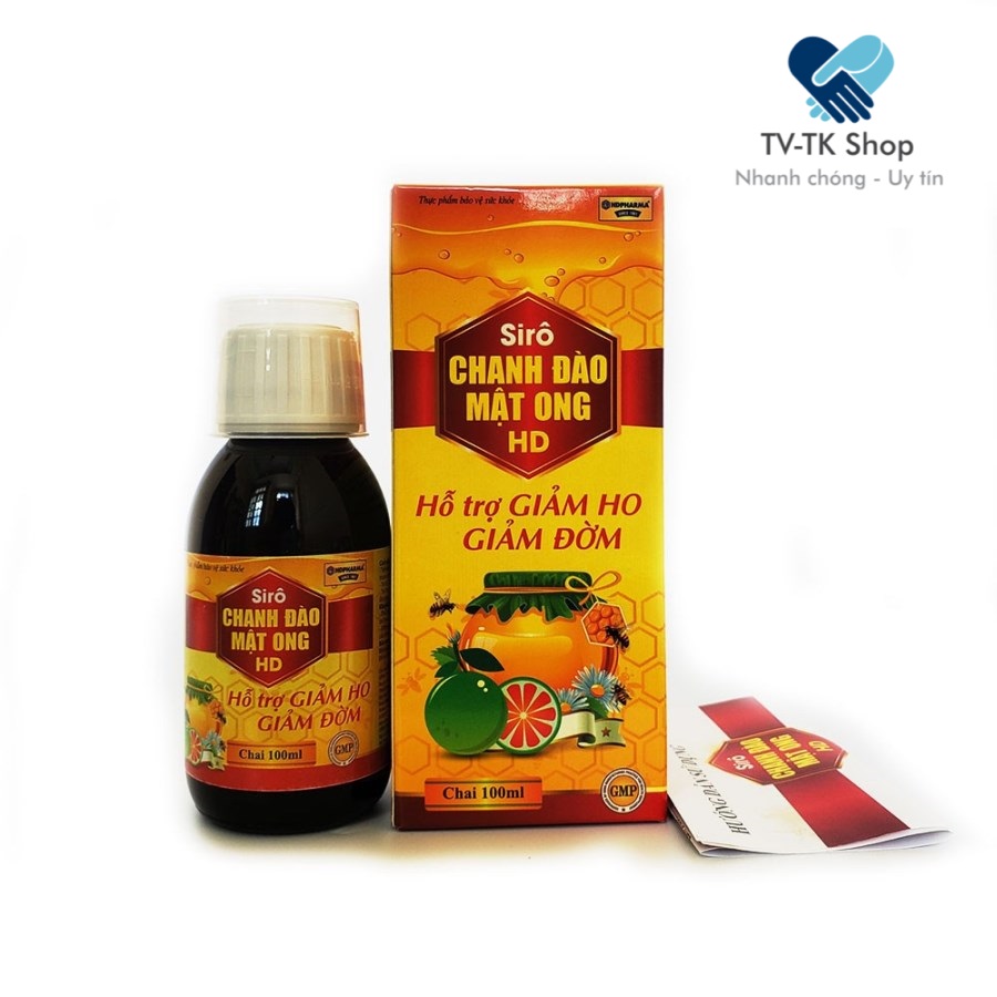 Siro ho mật ong chanh đào giảm ho, tiêu đờm, bổ phế - chai 100ml