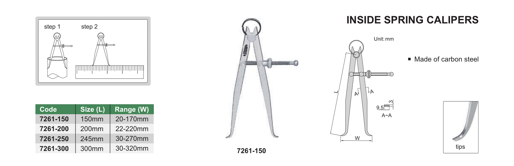 [HCM] COMPA ĐO TRONG 200mm (7261-200) INSIZE TNKTOOLS.COM PHÂN PHỐI
