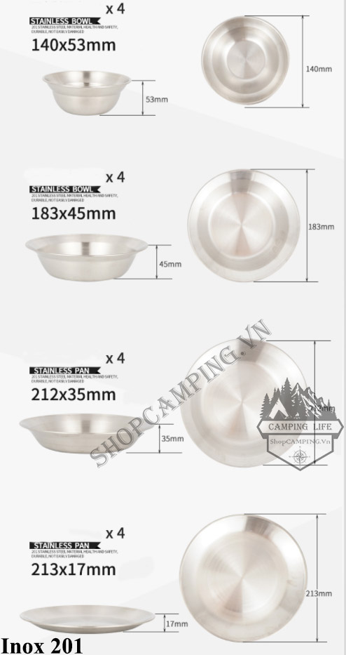 [HCM]BỘ CHÉN DĨA CLS CAO CẤP 16 MÓN INOX 201