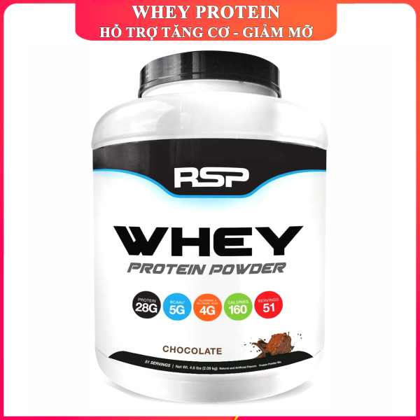 Sữa tăng cơ giảm mỡ Whey Protein Powder của RSP hương chocolate hộp 51 lần dùng hỗ trợ tăng cơ tăng sức bền sức mạnh đốt mỡ giảm cân cho người chơi thể thao và tập GYM nhập khẩu