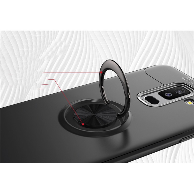 Ốp Lưng Auto Focus Samsung J8/ A6+ Cao Su Bracket Iring (Đen)