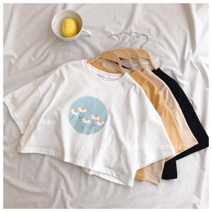 Aó thun CROPTOP nữ form rộng tay lỡ Unisex HOA BỒ CÔNG ANH freesize 45 - 70kg áo thun nam form rộng tay lỡ áo phông nữ form rộng BM001