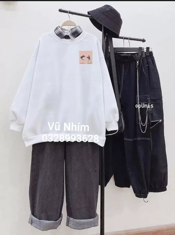 LAZ [SWEATER  NỈ ]Áo sweater in  logo đôi bạn thân (* *) (trọng lượng từ 35kg đến 67kg )
