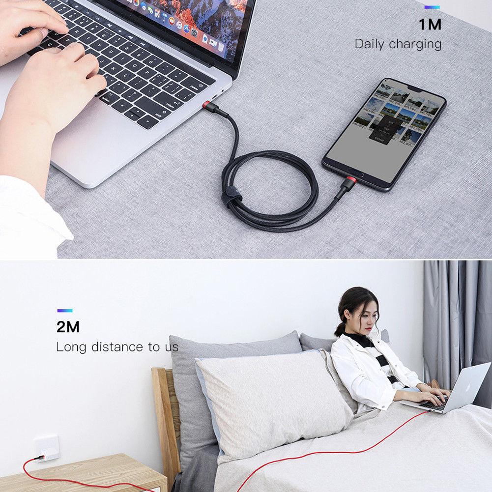 Cáp sạc nhanh Dài 1M truyền Data tốc độ cao Baseus Cafule C to C cho Smartphone/ Tablet / Macbook/ Laptop Type C (3A, 60W, Power Delivery, QC3.0 Quick Charge Cable)