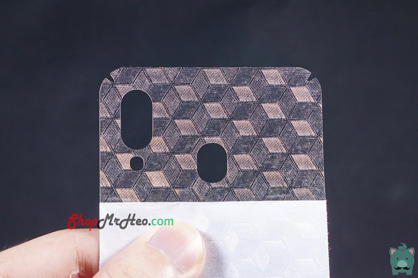 Skin Dán Mặt Sau Lưng Vân 3D Carbon Samsung Galaxy A20 - A30 (Carbon, nhám, Hộp)