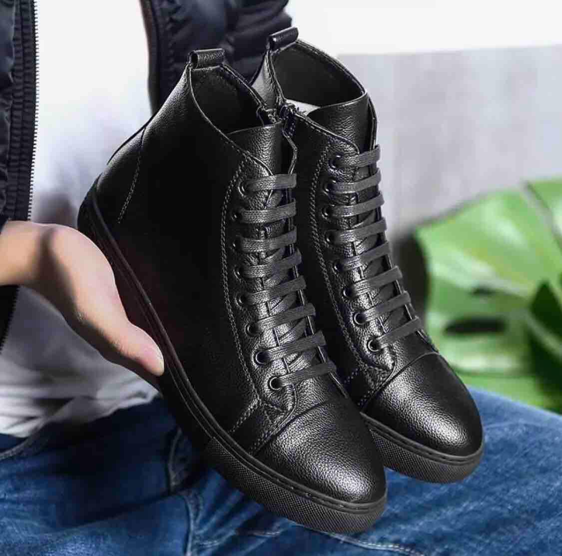 Giầy Thể Thao Cao Cổ Sneaker Full Đen Khoá Kéo