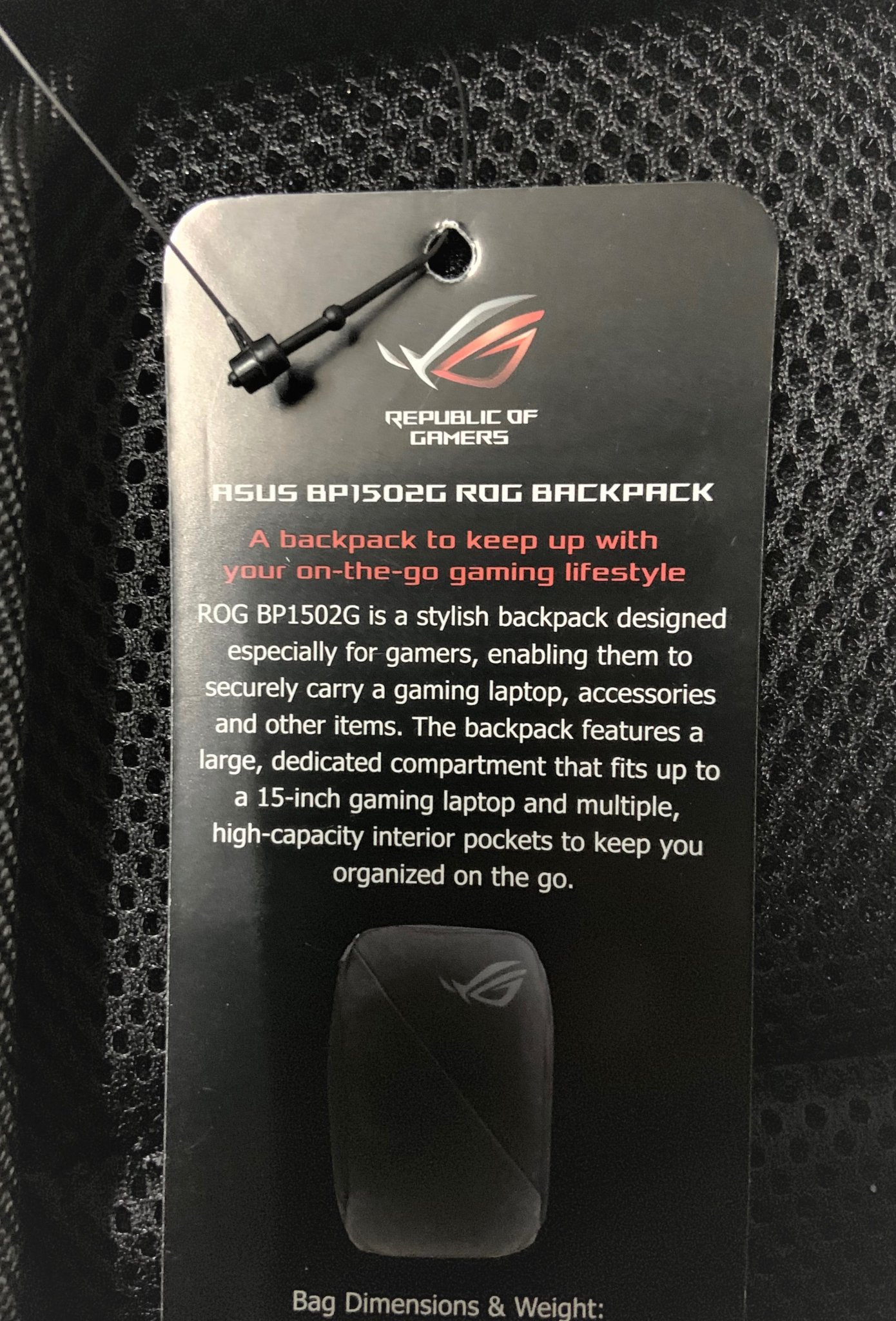 Balo ASUS ROG Ranger BP1502 Gaming, BP1502G Backpack