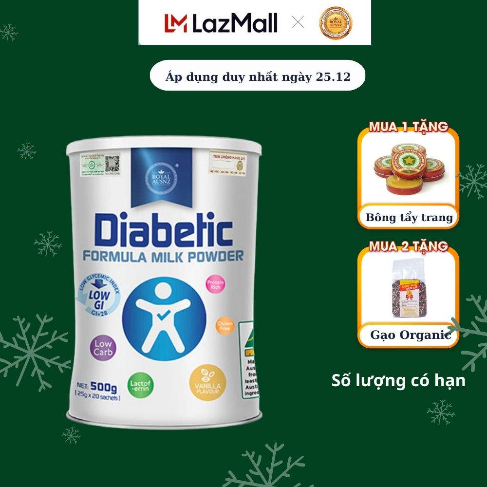 [DATE T11.2024] Sữa Bột Hoàng Gia Úc ROYAL AUSNZ Diabetic Formula Hỗ Trợ Hạ Đường Máu Dành Cho Người Tiểu Đường