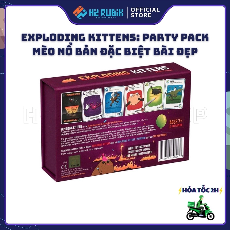 Mèo Nổ Bản Đặc Biệt Party Pack Board Game Exploding Kittens Bài Đẹp Tiếng Anh US