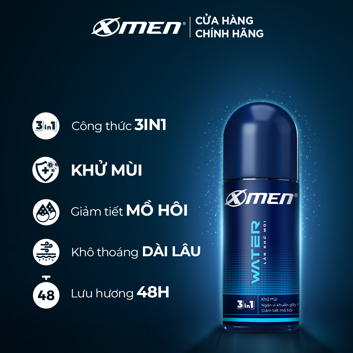 Lăn khử mùi X-men Water - Mát lạnh 50ml