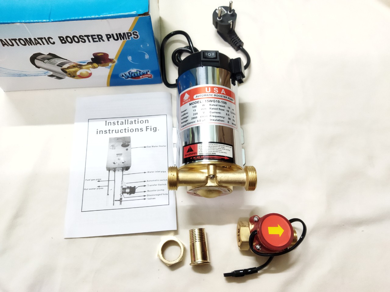 Bơm tăng áp máy giặt USA 100w .