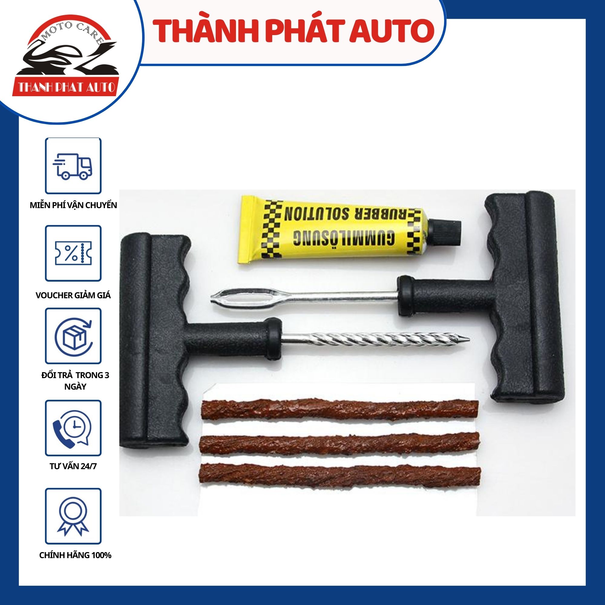 Bộ sản phẩm vá vỏ xe không ruột cao cấp Tire Plugs Insert Tool