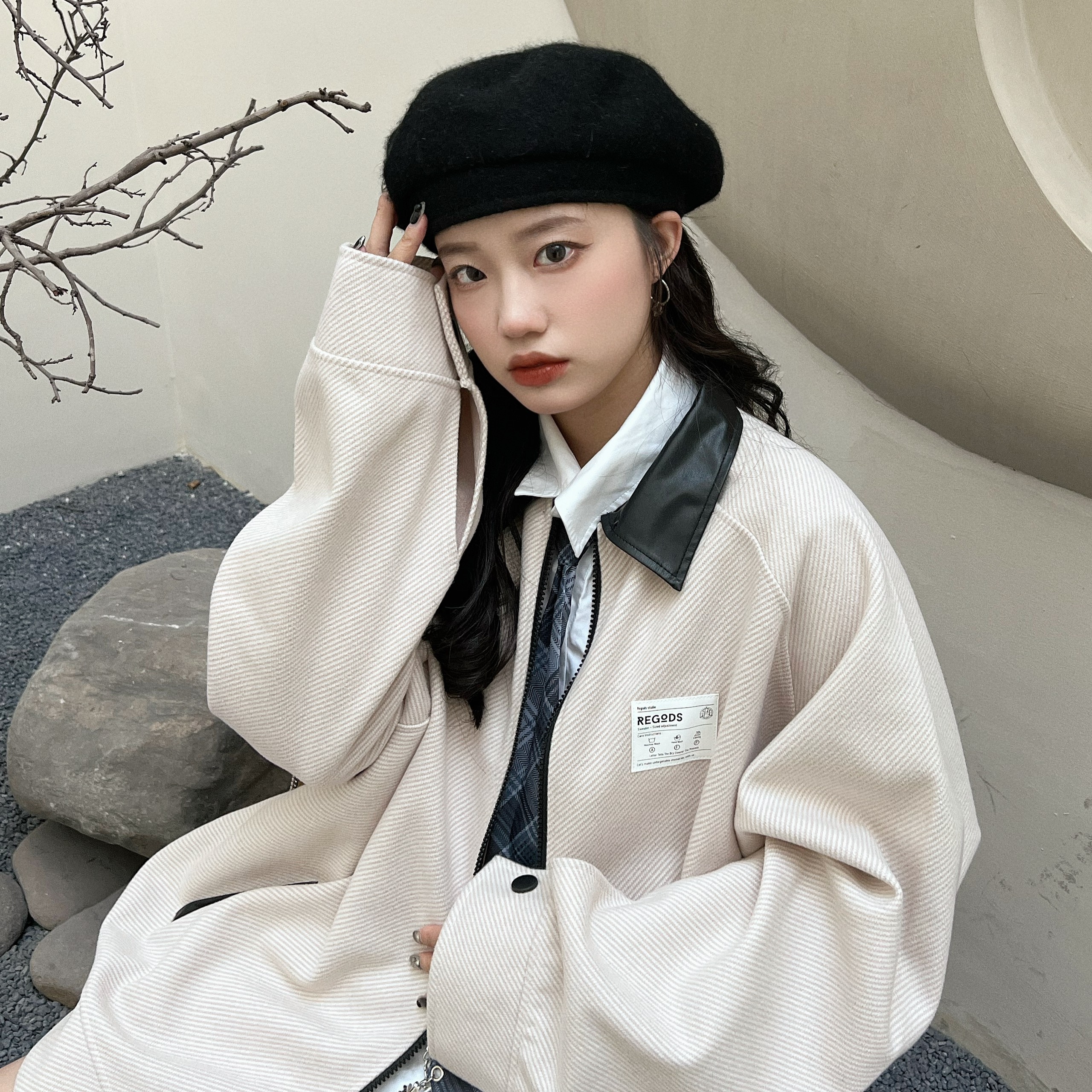 Áo Khoác Phối da R-Auth Regods Unisex form rộng ( JACKET R-AUTH )
