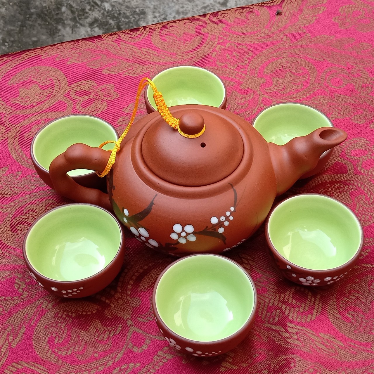 bộ ấm chén hoa anh đào( hàng bát tràng chính hãng ,cam kết chất lượng)