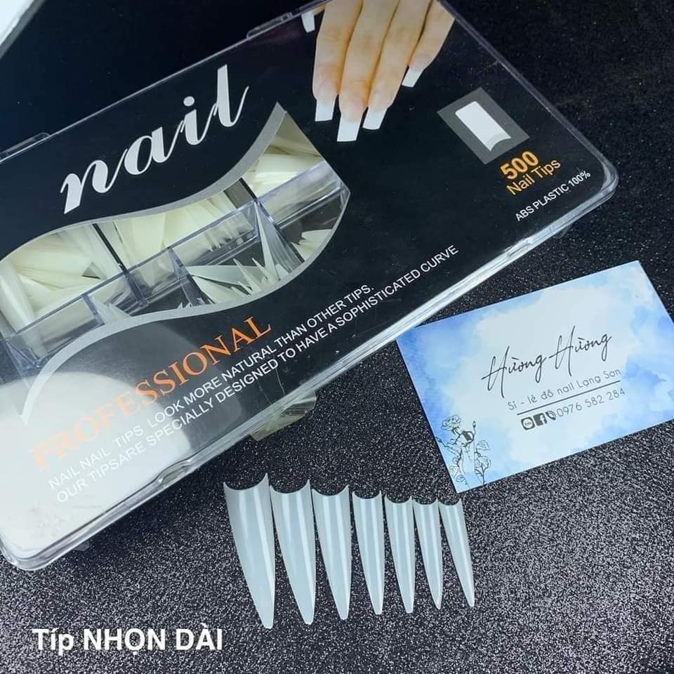 Móng Típ Nhọn, hộp 500 móng đầy đủ size