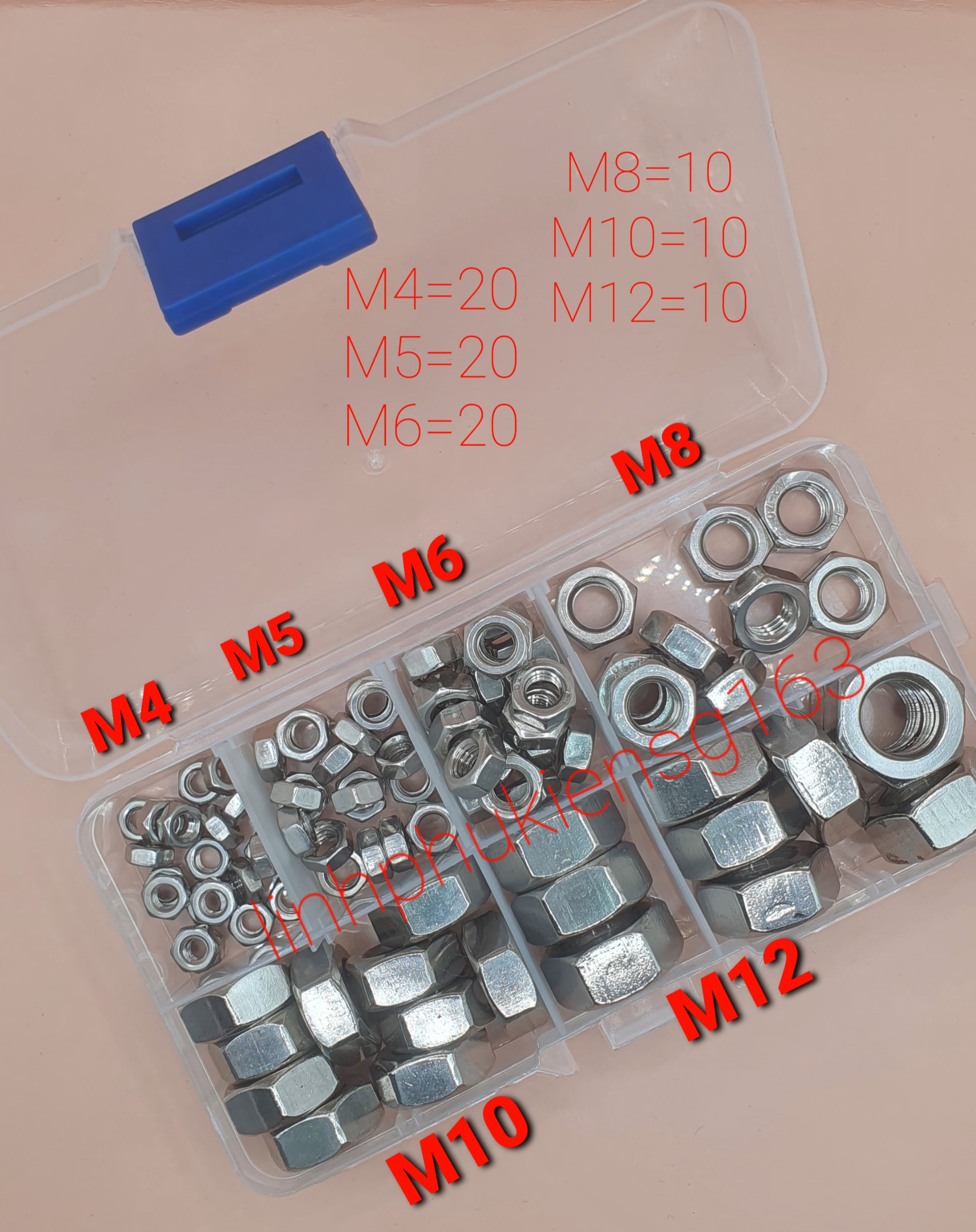 [HCM] ĐAI ỐC, TÁN (INOX 201) 6 KÍCH CỠ TỔNG 90 CON