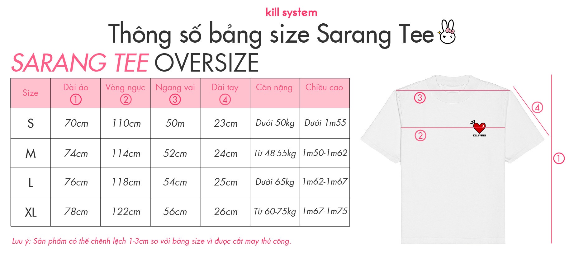 Áo thun Killsystem oversize Sarang Tee hình in tay ngắn nam nữ