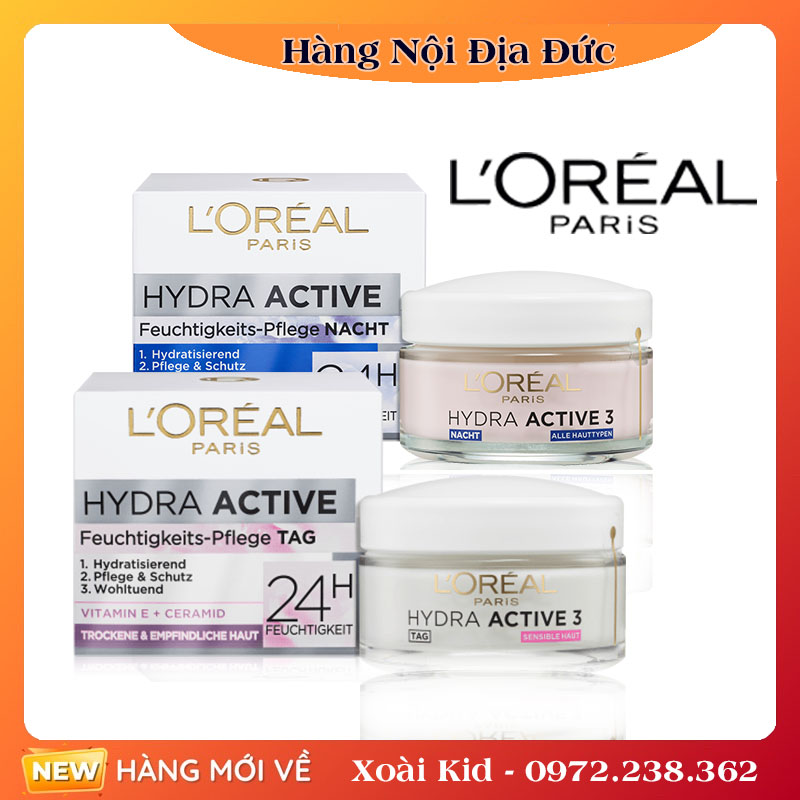 Kem dưỡng da loreal hydra active 3 24h - nội địa đức đủ bill