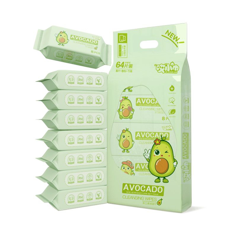 Khăn Giấy Uớt Mini Bỏ Túi Bịch 8 Gói 64 Tờ