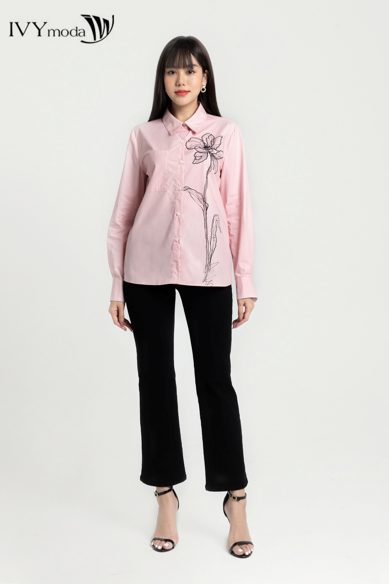 Áo sơ mi in họa tiết hoa IVY moda MS 17M7958